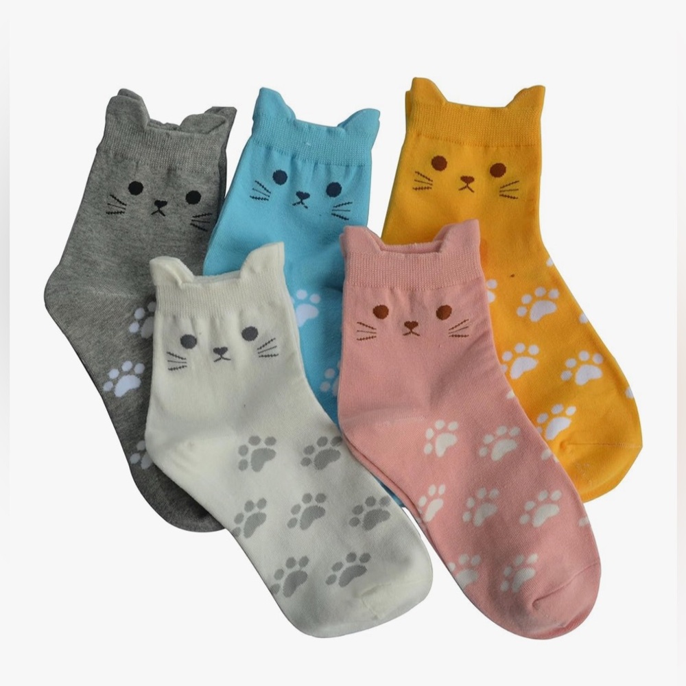 NWT 5 Pair Womens Cat Novelty Socks